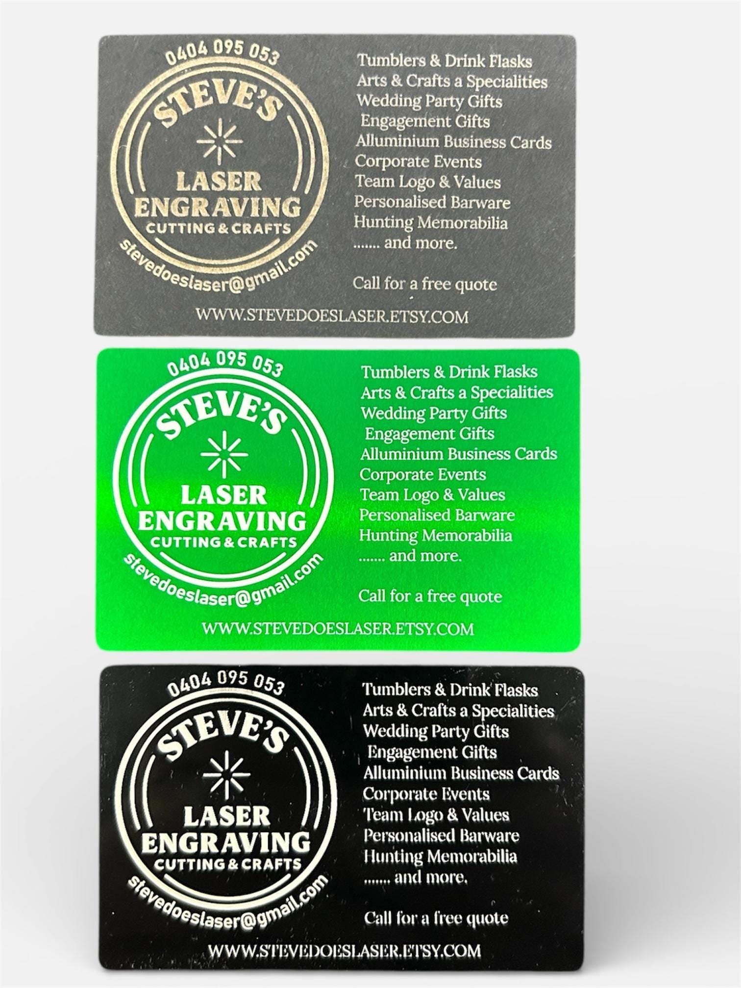 Custom Engraved Business Cards - Alluminium or Heavy Card Stock