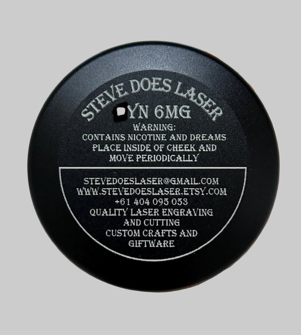 Snus/Energy pouch/Dip/Tobacco Container, Aluminum Double Compartment, Custom Engraved, seals in the freshness.